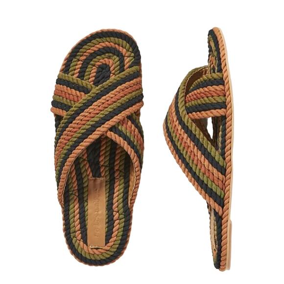 Salt + Umber Size 7 Saraya Earth Tone Fabric Rope Sandal - Picture 1 of 3